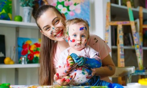 mom and child face painting