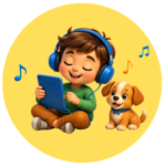 boy and dog listening audiobooks