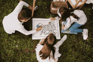 Children in white coloring
